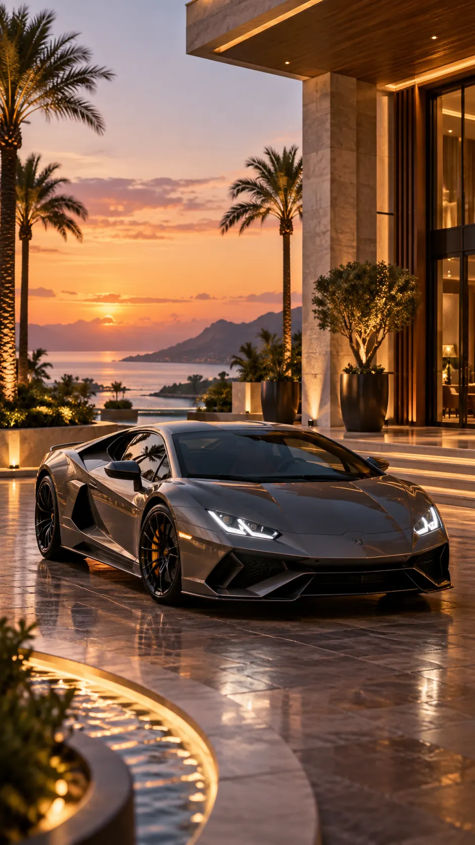 Exotic car at an upscale resort