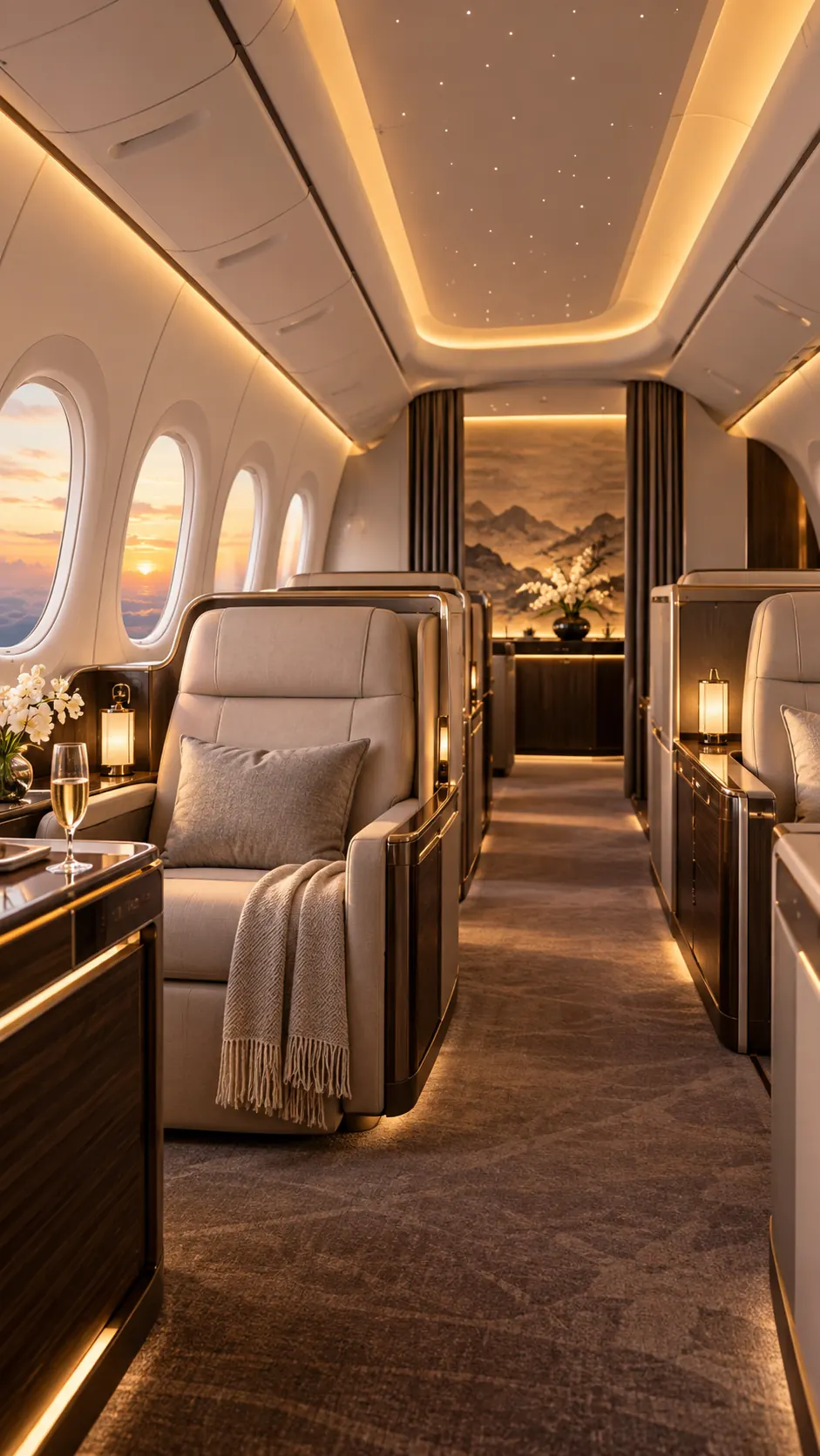 First-class airplane cabin