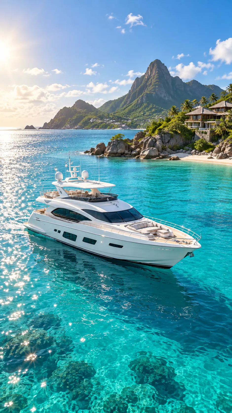 Luxury yacht in tropical water