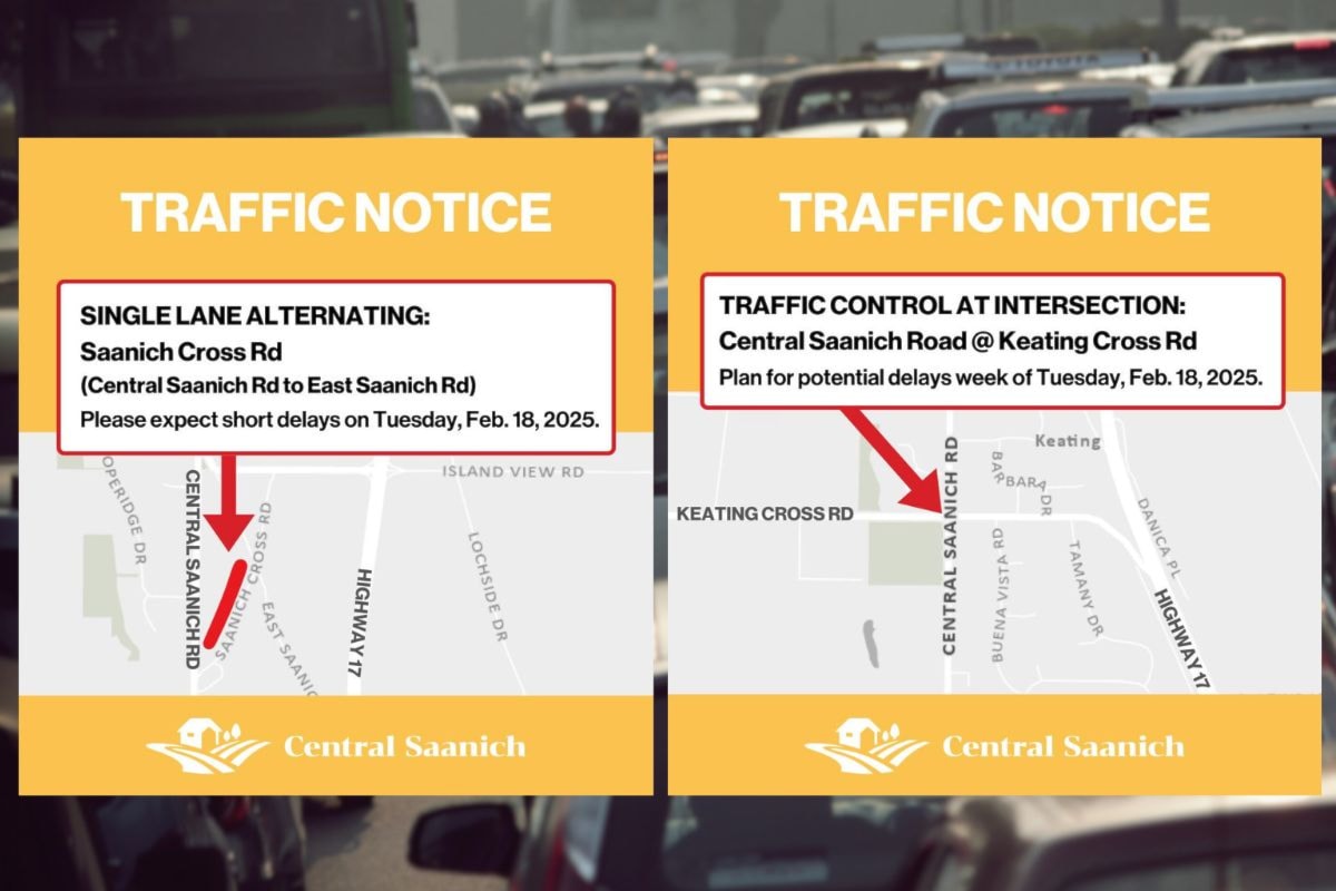 You are currently viewing Traffic advisory: Central Saanich traffic delays expected from Feb. 18 – Victoria News