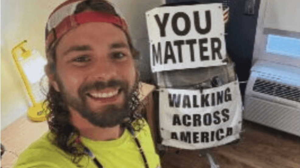 You are currently viewing Florida man walking across America for mental health travels through Pensacola, Navarre – WEAR-TV