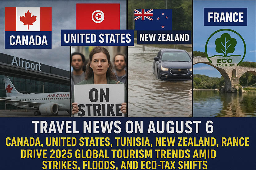 You are currently viewing Travel News on August 6: Canada, United States, Tunisia, New Zealand, France Drive 2025 Global Tourism Trends Amid Strikes, Floods, and Eco-Tax Shifts – Travel And Tour World