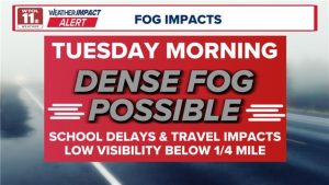 Read more about the article Dense fog Tuesday morning may cause school delays and slow travel | Weather Impact Alert – WTOL