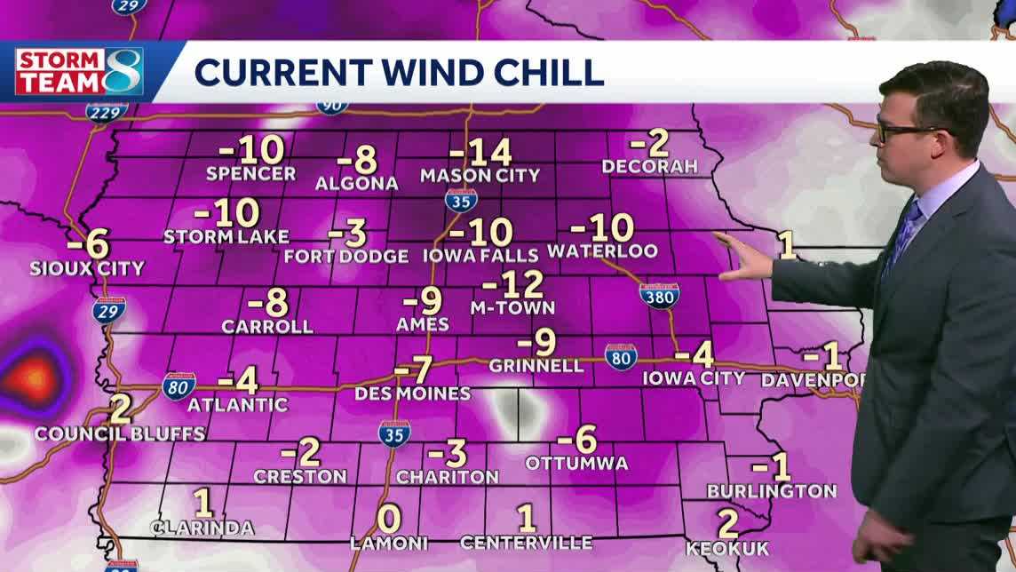 You are currently viewing Iowa weather: Frigid Monday continues with winds starting to calm down – KCCI
