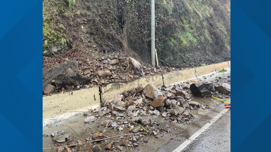 You are currently viewing Rockfall causes traffic delays on I-5 southbound near South Corbett Avenue overpass in Portland – KGW