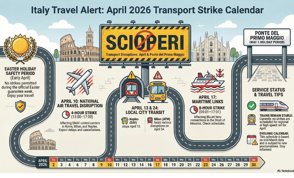 You are currently viewing Italy travel late April–May 2026: strike dates and tips – Dolcevia.com